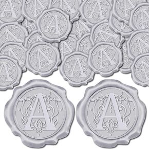 CRASPIRE 100Pcs Silver Letter A Wax Seal Stickers Vintage Initial Sealing Label Decal Self Adhesive for Gift Wrapping Wedding Birthday Cards Making Christmas Invitations Envelopes