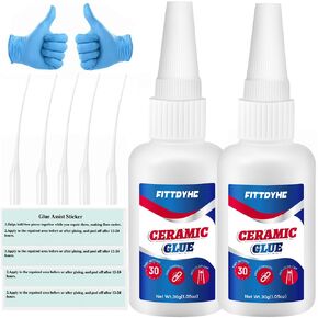 30G Ceramic Glue for Pottery, Repair Super Glue Fast Drying Waterproof Clear for Bonding Ceramic, Dishes, Tiles, Porcelain, Pottery