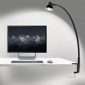 Hersi High Bright 5W 35 'Lightlong Arm Arm Desk Lamp Metal Metal Architect LED LED مع المشبك ، مصباح طاولة مقطع مزدوج قابل للطي قابل للطي ، أسود لمكتب المنزل (Silver)