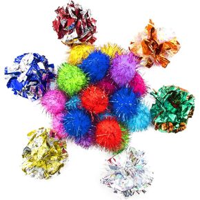 VAPKER 1.3inch Sparkle Balls and 6cm/2.36 Inches Large Cat Crinkle Balls Toys Cat's Favorite Toys(26PCS Random Color)