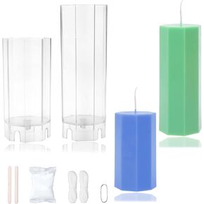 MILIVIXAY 2PCS Octagonal Pillar Candle Molds - Plastic Candle Mold for Beeswax - Candle Making Molds.