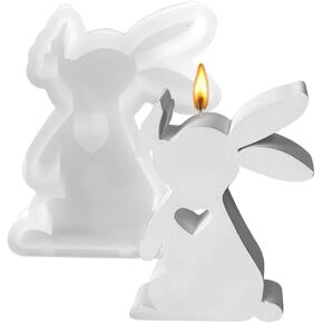 3D Easter Rabbit Kissing Butterfly Silicone Molds Easter Decor Bunny Mold Easter Bunny Candle Molds for Candle Making Supplies Cute Rabbit Aromatherapy Candle Mold Gypsum Resin Molds Easter Ornaments