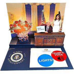 Donald Pop Up Anniversary Card with Light & Sound, Funny Anniversary Card for Parents, Says Happy Anniversary in Trump's Real Voice, Anniversary Cards for Him, Couple & Husband (Dancing)