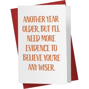 Karto Funny Birthday Card for Men Women - Large 5.5x8.5 inch Happy Birthday Cards for Mom Dad Brother Sister- 30th 40th 50th 60th 70th - Orange Wiser