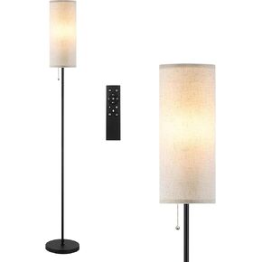 Floor Lamp for Living Room, Modern Standing Lamps with Lampshade, Minimalist Tall Lamp with Chain Switch for Living Room, LED Bulb Included (Beige Shade-Remote Bulb)