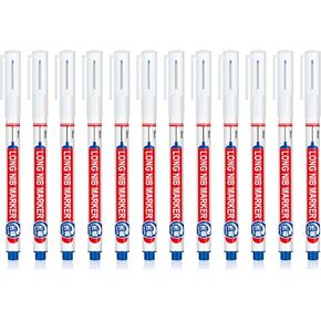 12 Pcs 20mm Long-Nib Marker Pens Reach Markers Long Nose Tiles Marker Pens Oil-based Carpenter Marker For Furniture, Black