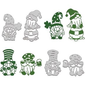 GLOBLELAND Saint Patrick's Day Gnome Cutting Dies Lucky Grass Carbon Steel Die Cuts for DIY Crafting Embossing Stencil Template for Card Making Scrapbooking Photo Album Decoration