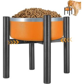 Lifted Dog Bowl Stand - Without Bowls, Single Raise Pet Food Table Adjustable Wide 6-10", Tall 8 10 12" - Bowl Stand Size Optional, Dog Bowl Holder Elevated for Small Medium Large Dog Breed