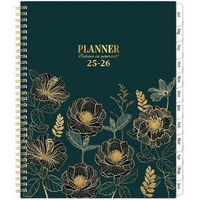 Planner 2025-2026-Planner 2025-2026 مخطط أسبوعي وشهري من يوليو 2025-يونيو 2026 ، المخطط الأكاديمي 2025-2026 ، تصميم الأزهار الأنيق ، 8.5 × 11 "