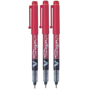 Pilot Red V Sign Pen Liquid Ink Medium 2mm Nib Tip 0.6mm Line Width V-Sign Fibre Tip Point Marker Graphics SW-VSP (Pack of 3)