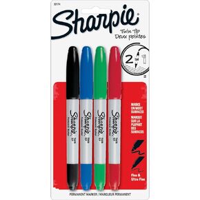 Sharpie 32174-SH Twin Tip 4 Pack (Red,Blue,Green, and Black)