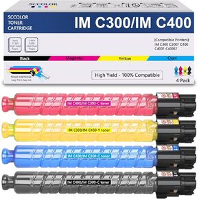 IM C300 IMC300 IM C400 IMC400 Toner Cartridge 842378 842379 842380 842381 High Yield Black Cyan Yellow Magenta Replacement for Ricoh IM C400 IM C400F IM C400SRF IM C300F IM C300SRF Printer