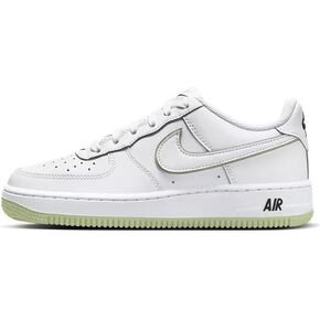 Nike Air Force 1 Big Kids' Shoes (CT3839-108, White/White/Black/Honeydew) Size 7
