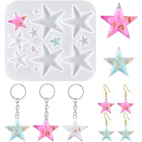 Weenkeey Star Resin Mold Star Charms Epoxy Resin Mold Pentagram Resin Casting Molds Star Silicone Mold for DIY Crafts Jewelry Pendant - 4 Sizes