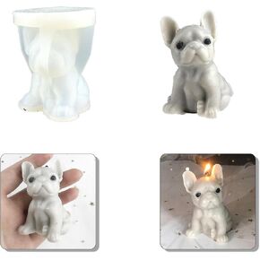 3D Small Dog Puppy Silicone Mold – Fun Animal French Bulldog Candle Mold for Resin, Ice Cube for Whiskey, Cocktail, Plaster Craft Mold