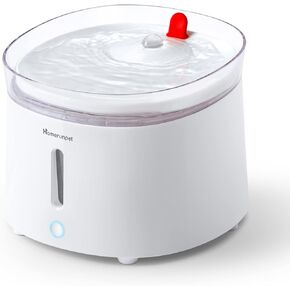Homerunpet Cat Water Fountain Porcelain-Tray, Wireless Self-Cleaning Pump, Ultra Quiet 20dB Pet Water Dispenser for Cats and Dogs, Easy-to-Clean 2L/68oz with Smart LED and 4-Stage Filtration