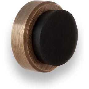 EVI Door Stoppers | Solid Brass Wall Door Stop - Adhesive and Screw Fastening - Black Protector Rubber - 0.94 x 0.55 Inch Door Stop