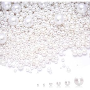 2110Pcs Pearls for Crafting Assorted Sizes No Hole Fake Pearl Beads Vase Fillers Pearls Bulk Floating Pearl Beads for Home Centerpieces Wedding Table Decoration