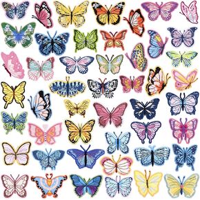 Tigeen 48 PCS Butterfly Patches Bulk Presidered Ordized On Patches Patches Cute Patches Iron على قبعات الملابس Sew Sews Repair Patch DIY للظهر على سراويل الظهر.