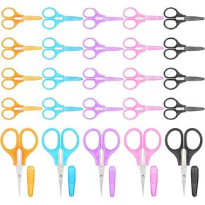 25Pack Small Sewing Scissors Stainless Steel Crafting Scissor Sharp Scissors with Cover, Precision Portable Scissor for Embroidery Quilting Sewing Knitting Crafting (Multicolor)