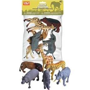 Wild Republic African Animals Polybag, Giraffe, Hippo, Lion, Cheetah, Elephant, Warthog, Toy Figures, 6-Piece