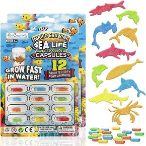 ArtCreativity Magic Growing Sea Life Animal Capsules, 2 Packs with 12 Expanding Animal Capsules Each, Grow in Water, Cute Color & Design Variety, Kids’ Birthday Party Favor, Contest Prize or Gift Idea