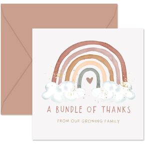 Whaline 50 Pack Baby Shower Thank You Cards Bulk Boho Rainbow Thank You Note Cards with Envelopes Stickers Blank Cards for Baby Shower