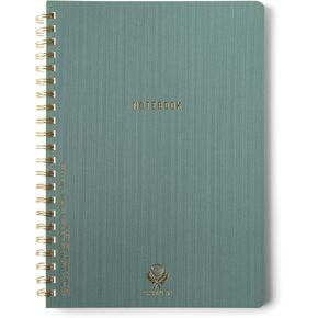 DesignWorks Ink 8.25" x 11.6" Juniper Green Textured Paper Twin Wire Spiral No. 1 Notebook Journal with 160 Lined Pages for Work, Writing, Journaling