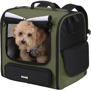 حاملة حيوانات أليف حاملة للقطعة كبيرة للقطط والكلاب الصغيرة ، حقيبة ظهر للكلب الحيوانات الأليفة المتين للهوية للمشي لمسافات طويلة ، التخييم ، سفر خفيف الوزن ، تصميم مريح ، أخضر داكن in Kuwait