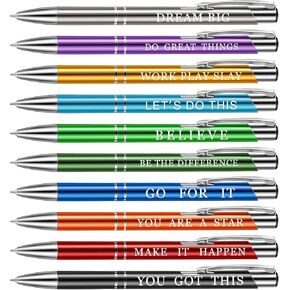 20 Pieces Inspirational Ballpoint Pens Employee Appreciation Gifts Bulk Motivational Quote Pens with Coated Metal Motivational Gifts Pens for Men Women, 10 Colors