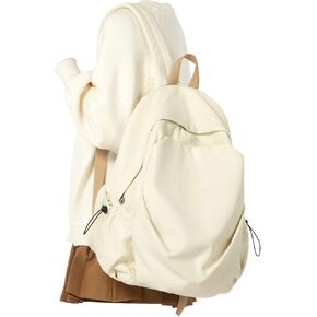 weradar Basic School Backpack For Women Men,Lightweight Casual Daypack College Backpack,Aesthetic Middle School Bag,Bookbag For Teen Girls Boys,Small Canvas Travel Backpack(Beige)