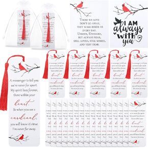 Geyoga 50 Sets Funeral Gift Favors for Guests Included 50 Red Cardinal Bookmarks Memorial Bookmarks with Tassel 50 Sympathy Thank You Cards and Organza Bags Celebration of Life Favors for Memorial