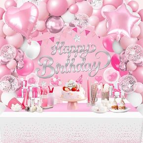 Light Blue Birthday Party Decorations Light Blue Birthday Backdrop Banner Light Blue Birthday Decorations with Heart Star Foil Balloons Tablecloth Party Supplies for Boys Girls Birthday Baby Shower