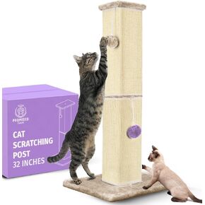 Tall Cat Scratching Post 32 Inches - Protects Furniture - Durable and Sturdy Design - Aesthetic Cat Accessories Essentials Grey/Blue