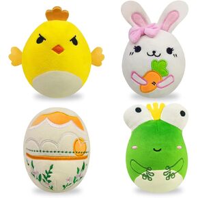 4 Pack 6 Inch Easter Stuffed Plush Toys for Kids Boys Girls Toddlers Easter Basket Stuffers Fillers Gifts