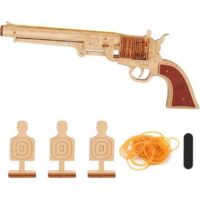 Wooden 3D Puzzles for Adults - Cool Rubber Band Gun Gifts for Men, Colt Revolver Model 1851 - Wooden Model Kits for Adults to Build - 3D Puzzles Building Kits for Adults - Wood Toy Guns Craft Hobbies