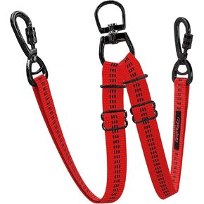 Double Dog Leash – Adjustable Length Long Leash for Dog Training – Dual Reflective Dog Leash with Non-Tangle Design – Heavy Duty Nylon – Ideal (Red, 2 Dog Leash (10-110 Lbs))