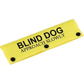 Visual Impairment Dog Leash Sleeve Blind Dog Approach Dog Leash Wrap Sleeve Alert Tag Pet Birthday Gift (Blind Slowly-YE Sleeve)