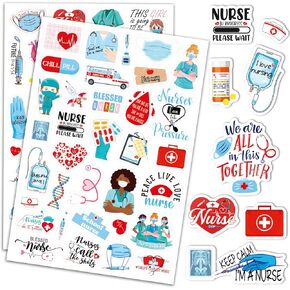 Nurse Stickers 340 Counts RN Nurse Graduation Nursing Doctor Stickers Decoration Inspirational Motivational Stickers for Scrapbook Calendar Planner Gift Wrap, S-StickerNurse10