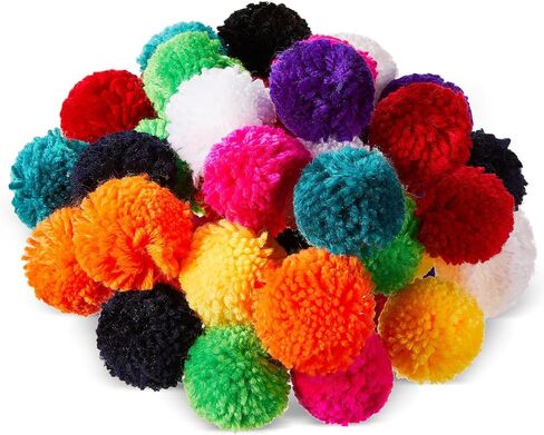 Gemscream 50 pcs 3 بوصة غزل كبير بوم بومس للحرف اليدوية كرات الغزل الاكريليك ملون pompoms غامض للقبعات DIY اليدوية الحرف العطلة ديكورات معلقة (متعدد الألوان) in Kuwait