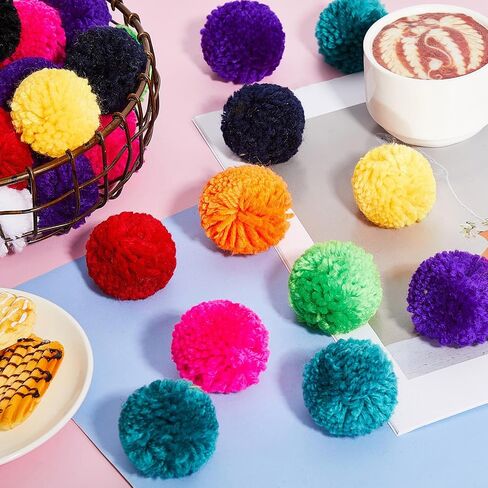 Gemscream 50 pcs 3 بوصة غزل كبير بوم بومس للحرف اليدوية كرات الغزل الاكريليك ملون pompoms غامض للقبعات DIY اليدوية الحرف العطلة ديكورات معلقة (متعدد الألوان) in Kuwait