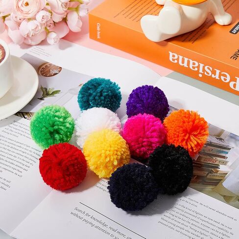 Gemscream 50 pcs 3 بوصة غزل كبير بوم بومس للحرف اليدوية كرات الغزل الاكريليك ملون pompoms غامض للقبعات DIY اليدوية الحرف العطلة ديكورات معلقة (متعدد الألوان) in Kuwait