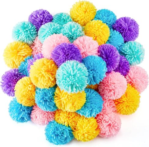 Gemscream 50 pcs 3 بوصة غزل كبير بوم بومس للحرف اليدوية كرات الغزل الاكريليك ملون pompoms غامض للقبعات DIY اليدوية الحرف العطلة ديكورات معلقة (متعدد الألوان) in Kuwait