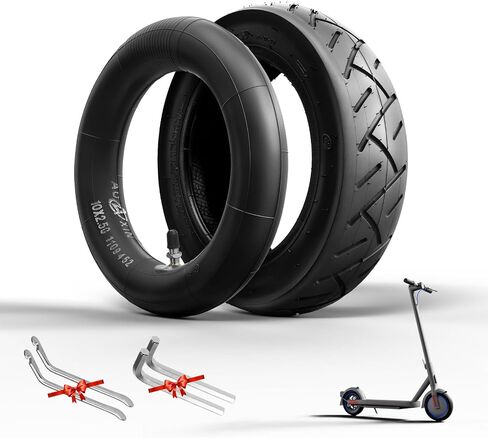 E-Scooter Tire 10x2.50 Replacement Tube+Tire 10 inch E Scooter Thickened Tube60/70-6.5 Replacement Tube for Nine-bot MAX G30 G30P G30LP/Kugoo M4 M4Pro/Soflow So4 Pro1 (2 Inner) in Saudi Arabia