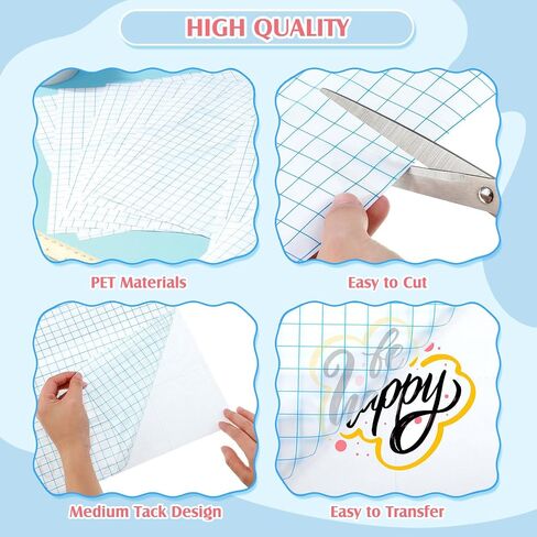 100 Sheets Transfer Tape for Vinyl Clear Transfer Tape Medium Tack Transfer Paper with Blue Alignment Grid Contact Paper for Vinyl Craft for Signs Stickers Walls Doors(12 x 12 Inches) in Saudi Arabia