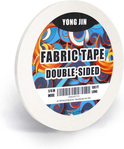 Double Sided Fabric Tape - 5/7 inch x 108 feet - Seamless Bonding Without Sewing Or Ironing, Peels Off Easily, Strong Adhesive Fabric Hemming Tape for Pants, Hem Tape,Curtains in Saudi Arabia