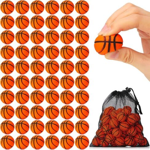 CIVANER 60 PCS حفل كرة السلة FAVORS MINI كرات السلة الصغيرة النطاطات النطاطات الرياضية مع حقيبة الرباط لحفلة المدرسة كرنفال ألعاب ديكورات اللعبة in Kuwait