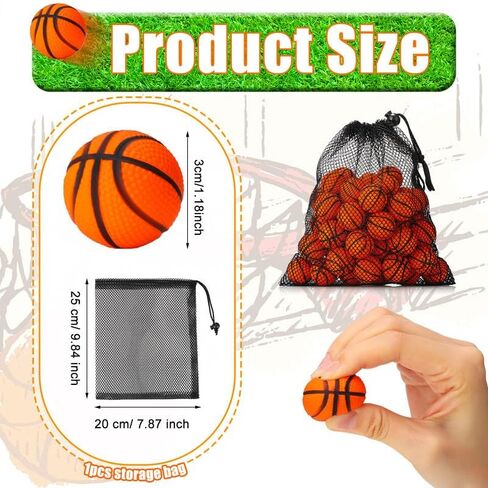 CIVANER 60 PCS حفل كرة السلة FAVORS MINI كرات السلة الصغيرة النطاطات النطاطات الرياضية مع حقيبة الرباط لحفلة المدرسة كرنفال ألعاب ديكورات اللعبة in Kuwait