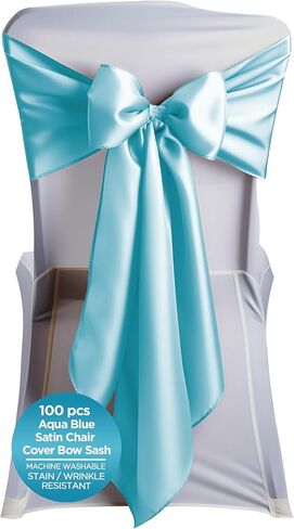 Sparkles Make It Special 100 قطعة غطاء كرسي ستان وشاح فيونكة - فضي - حفل زفاف وحفلة استقبال - 28 لونًا متاحًا in Kuwait