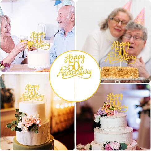 الذهب بريق سعيد 50th الذكرى السنوية القبعات العليا تختار زخارف الحفلات الذهبية لوازمة كعكة أعلى الأقطار الصقيع in Kuwait